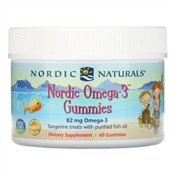 Nordic Naturals, Жевательные конфеты Nordic Omega-3 со вкусом мандарина, 82 мг, 60 жевательных конфет