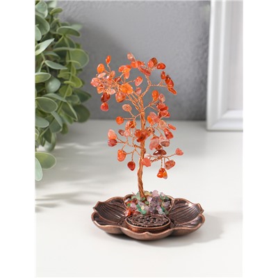 Подставка под благовония «Дерево на цветке», рыжий, 72 камня, 9×9×13.5 см