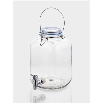 Диспенсер для напитков Magistro «Бугель», 3 л, 11.5×17 см, с краном и бугельным замком, стекло, прозрачный
