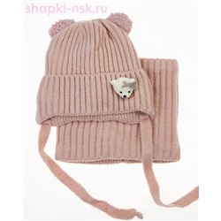 03-16-M Комплект для девочки флис (шапка+снуд) (50-52)