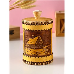 Туес шитый «Домики», банка для хранения, береста