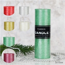 Свеча столбик 5х15 см Витые нити / ZD-074 /уп 96/