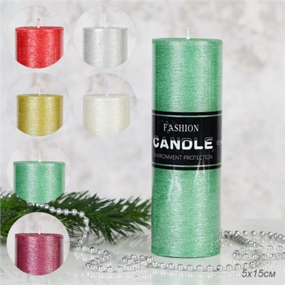 Свеча столбик 5х15 см Витые нити / ZD-074 /уп 96/