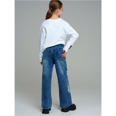 Брюки текстильные джинсовые утепленные для девочек