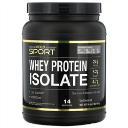 California Gold Nutrition, 100-ный изолят сывороточного протеина, без добавок, 454 г (16 унций)