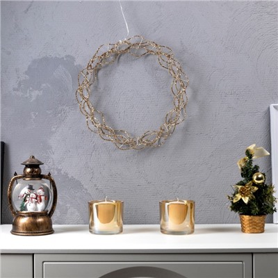 Светодиодная фигура «Плетёный венок» 30 см, металл, батарейки ААх3 (не в комплекте), свечение тёплое белое