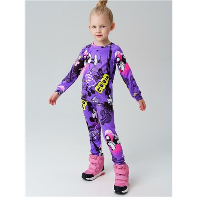 Термокомплект трикот. для девочек: фуфайка (футболка) с длин. рук, брюки