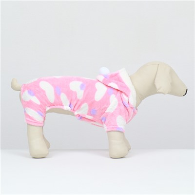 Комбинезон «Любовь», с капюшоном, размер S, ДС 25 см, ОГ 35 см, ОШ 25 см, розовый