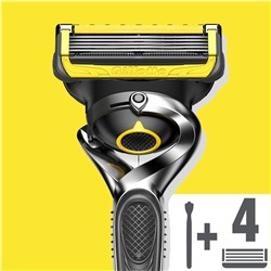 Станок для бритья Dʤɪˈlett ФЬЮЖН-5 PROSHIELD FlexBall POWER (+ 4 кассеты) (Без подставки) ЯПОНИЯ (Оригинал)