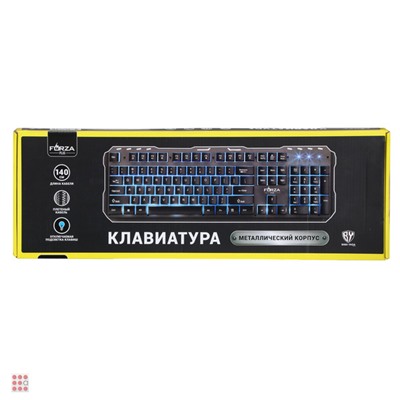 FORZA Клавиатура, металлический корпус, подсветка, провод 140см