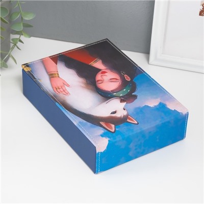 Шкатулка для украшений «Девушка с хаски», с зеркалом, искусственная кожа, 15×21.5×5.5 см