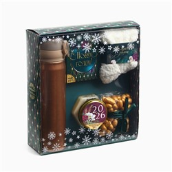 Подарочный набор новогодний «С Новым годом», чай, крем-мед, носки, термос