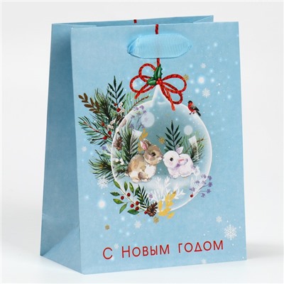 Пакет подарочный новогодний ламинированный «Нежность», 12×15×5.5 см