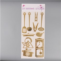 Наклейка интерьерная «Кухонная утварь», пластик, золотистый, 70×30 см