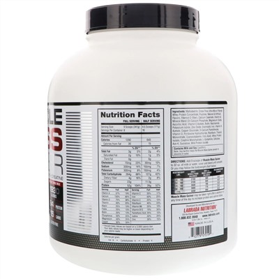 Labrada Nutrition, Средство набора мышечной массы с креатином, ваниль, 2722 г