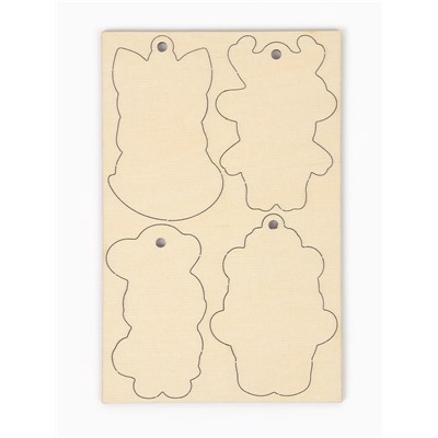 Роспись по дереву, елочные игрушки «Милые зверята», набор для творчества