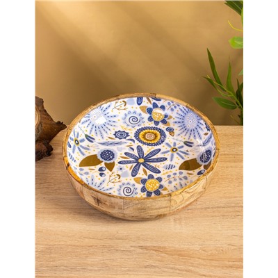 УЦЕНКА Блюдо «Васильки» дерево манго 25.5×25.5×6 см