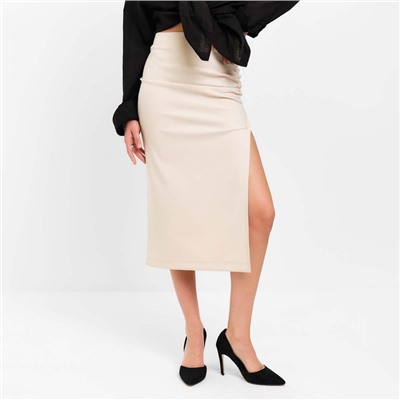 Юбка миди со сборкой женская MIST: Classic Collection, размер 48, бежевая