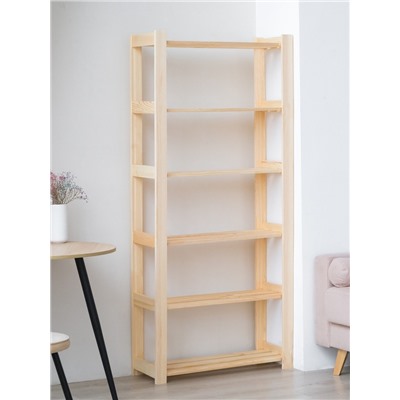 Стеллаж деревянный, 6 полок, 170×84×28 см, хвоя, усиленный, напольный