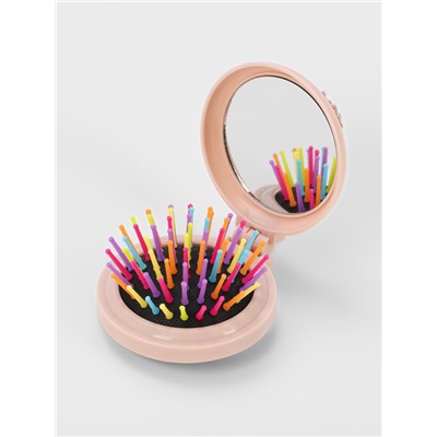 Расчёска массажная «Плюшевые милости», складная, с зеркалом, d=7.5 см, МИКС