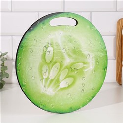 Доска разделочная сувенирная «Огурец в разрезе», 25.5 см, круглая