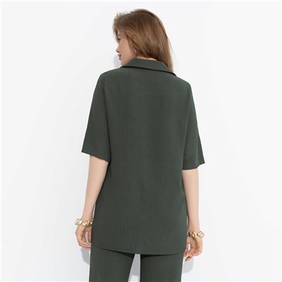 Рубашка из жатой ткани, Шёлковая уверенность (dark green)