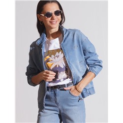 Джинсовый бомбер на молнии из эластичного плотного денима