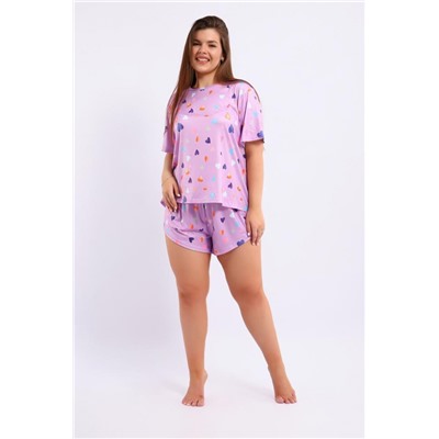 Домашний костюм с шортами больших размеров 5732 (Фиолетовый)