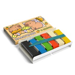 Пластилин 6 цветов "Капибара" 120 гр, стека пластиковая, в термоусадке, картонная упаковка