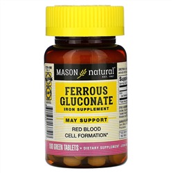 Mason Natural, Ferrous Gluconate, 100 Green Tablets