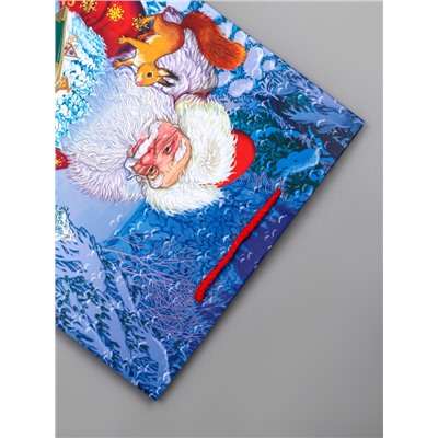 Пакет подарочный новогодний ламинированный, «Дед Мороз», 26×12×32 см