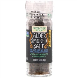 Frontier Natural Products, Гурманская соль в мельничке, копченая на ольхе, 90г