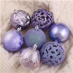 Ёлочные игрушки «Кэра», шары новогодние, d=6 см, набор 16 шт., сиреневый