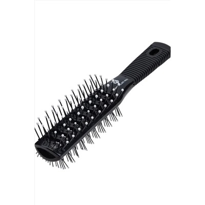 Kristaller Расческа для волос туннельная / Двусторонняя 2156B, пластиковые штифты, 20,5 см, черный KRISTALLER, 1133495
