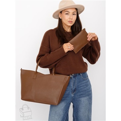 Сумка женская кожаная 1059C brown Polina&Eiterou