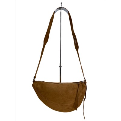 Женская сумка-седло из искусственной замши, цвет рыже-коричневый