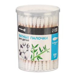 Ватные палочки в тубе 100 шт., наконечник - спираль, хлопок/бамбук(стик)