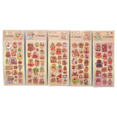 Наклейки 70х185 мм бумажные "Капибара" микс 6 дизайнов 77426 Centrum