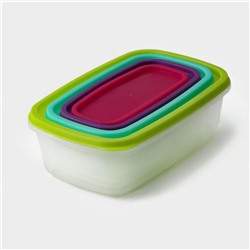 Набор контейнеров для хранения Доляна «Радуга», 4 шт.: 19×12, 16×9, 14×7, 12.5×5.5 см, цвет МИКС