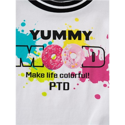 Комплект трикотажный для девочек: джемпер (футболка), юбка-шорты