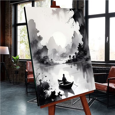 Картина по номерам 40х50 "Японский рыбак" светящаяся краска (9 цветов)