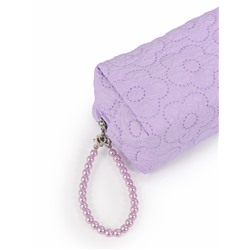 Косметичка женская «Цветочек», ручка из бусин, сиреневая