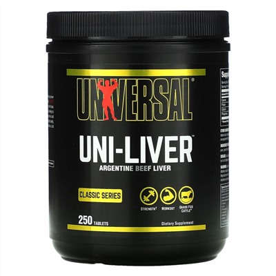 Universal Nutrition, Classic Series, Uni-Liver, аргентинская говяжья печень, 250 таблеток