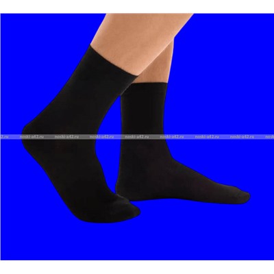 Носки мужские уплотненные 100% хлопок черные гладкие С 124