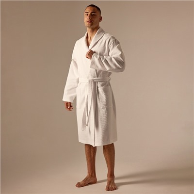 Халат вафельный мужской SL HOME: Waffle «Блан де Блан», размер L, хлопок 100%, белый