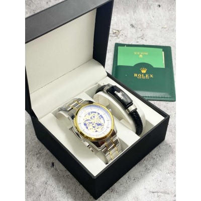 Подарочный набор для мужчины часы и браслет + коробка #22864907