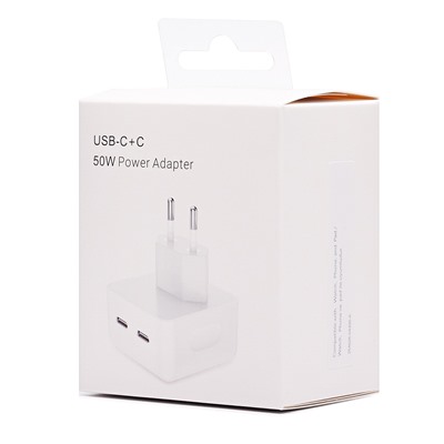 Адаптер Сетевой - PD 2*Type-C 50W (white)
