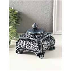 Шкатулка для украшений «Виктория» 11×12 см, гипс, состаренное серебро