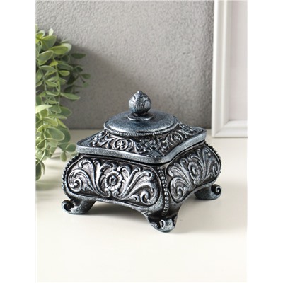 Шкатулка для украшений «Виктория» 11×12 см, гипс, состаренное серебро