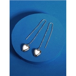 Серьги-продёвки из серебра родированные - Сердца 220-10-254р